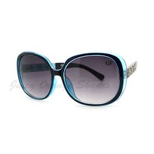 Oversized Round Square Sunglasses Flower Rhinestone Design