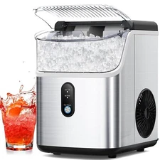 Portable Nugget Ice Maker Countertop, 35Lbs/24H, Self Cleaning ,Sonic Ice