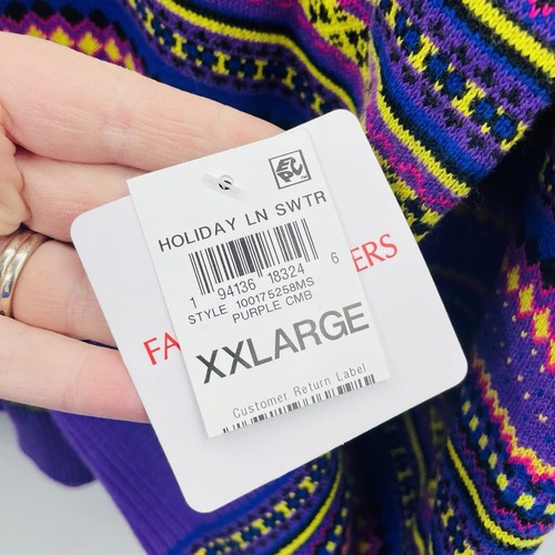 Holiday Lane Womens Size XXL Bright Fair Isle Long Sleeve Sweater Purple $69 200 - Picture 8 of 9
