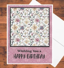 Pretty Floral Birthday A2 Embossed DIY Handmade Card Kit Set of 6 w/Envelopes