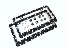 2 3D Bling Black Rhinestones and Pearls License Plate Frames Covers Crystals