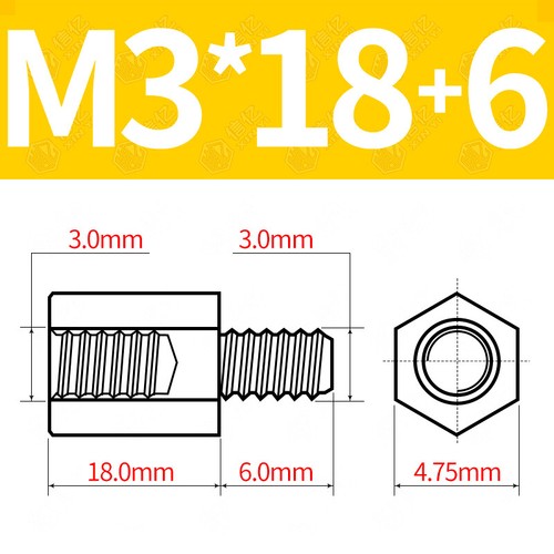 Single Head Hexagonal Copper Column M3/M4 Thread Copper Studs Standoff Spacer - Picture 21 of 41