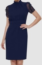 Vince Camuto Women's Blue Signature Stretch Crepe Bodycon Dress Size 12