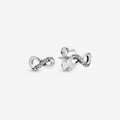 New Genuine Authentic Pandora Silver Sparkling Infinity Stud Earrings 298820C01