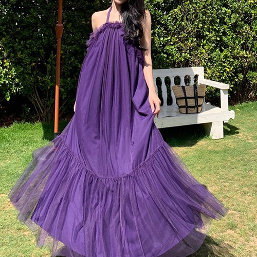 Suspender Fairy Dress Women Strapless Long Dress Vacation Beach Maxi Dresses - Picture 12 of 13