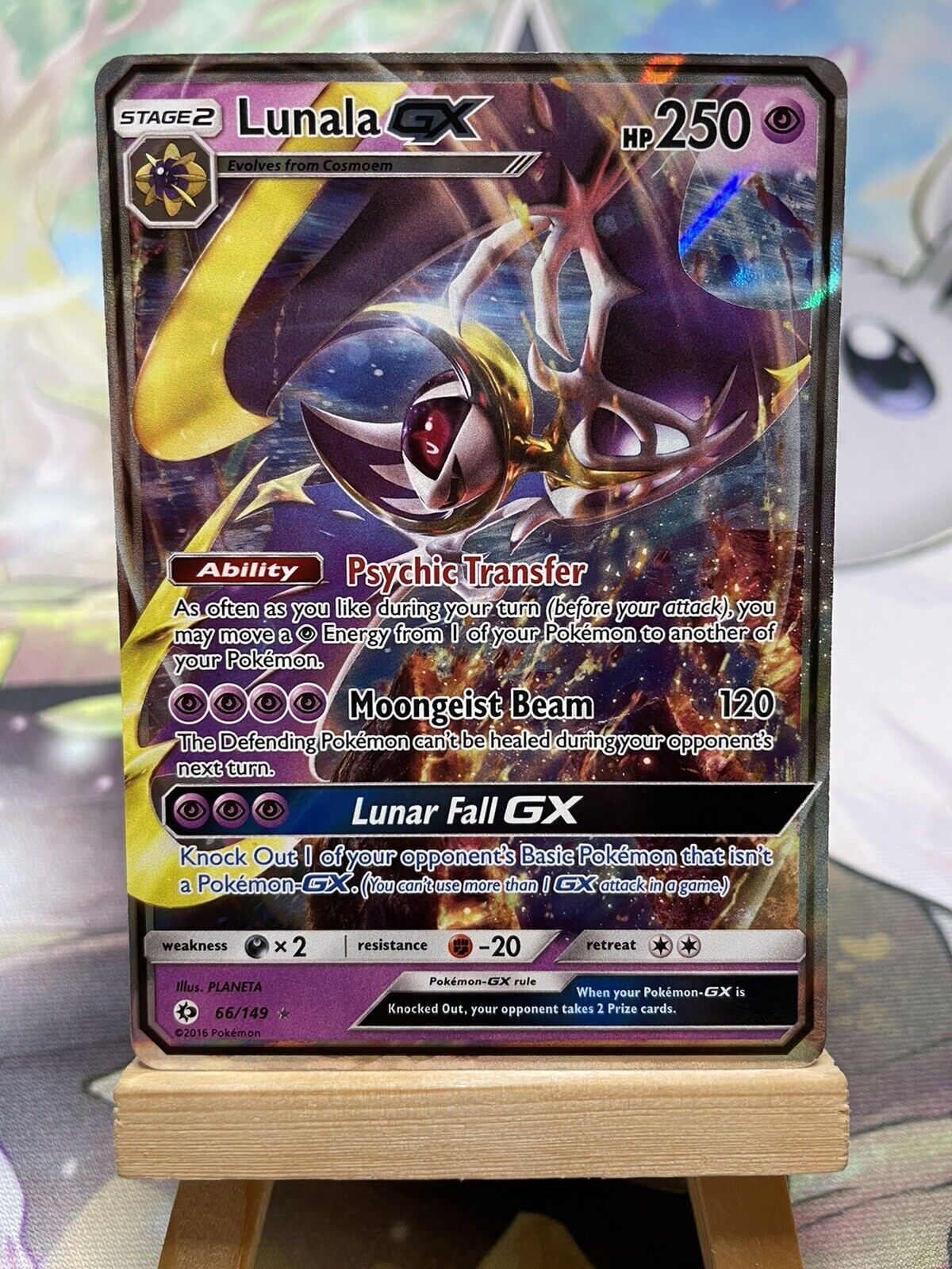 Lunala GX Foil/Holographic Pokemon Card 66/149 Sun & Moon Base