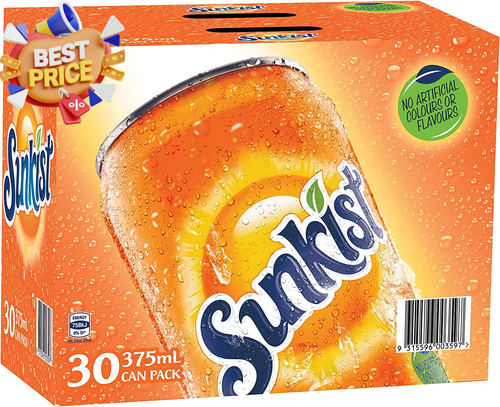 Orange Soft Drink 30 x 375ml Cans Refreshing Citrus Soda Pack - Picture 11 of 12