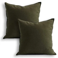 Jeanerlor Set of 2 Decorative 26"x26" Cotton Linen Chair Throw Pillow Case Green