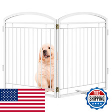 Paulmele Full Metal Standing Dog Gate Door For Indoor Outdoor 48 Extra Wide 32