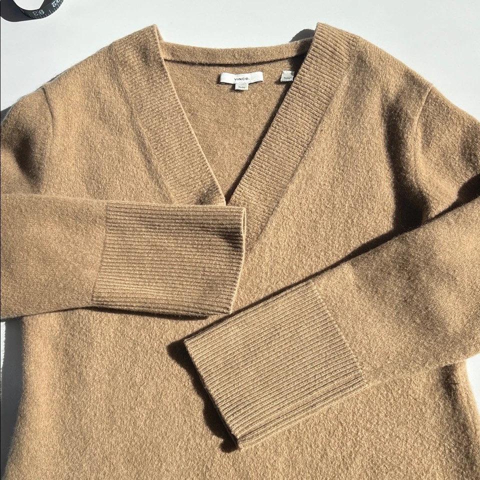 Vince Lana Cachemira Suéter Vestido Tostado Manga 3/4 Neutro Scandi Calidad Profesional Foto 4 de 4