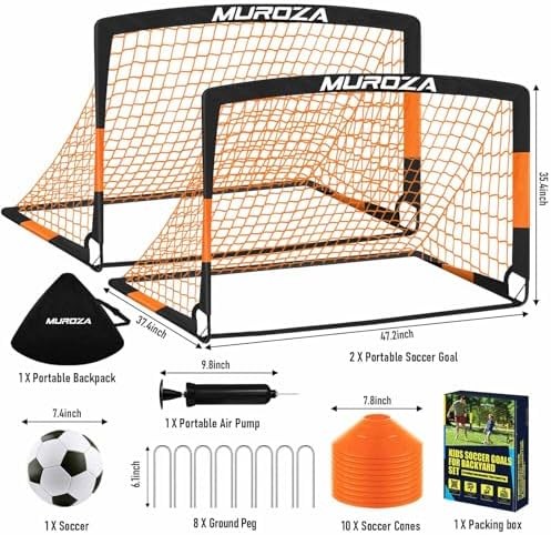 2 Pack Kids Soccer Goal Pop Up Net with Ball Cones
