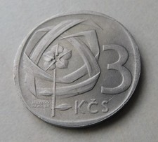 3 Koruny Tschechoslowakei 1965 Kursmünze Serie 1965-1969