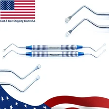 Brand New Lucas Curettes Set of 2-PCS Dental/Surgical Bone Curettes Serrated