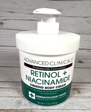 Advanced Clinicals Retinol + Niacinamide Firming Body Face Cream Anti-Aging 15oz