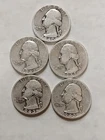 1940 P 1942 & 1943 P&D Washington Quarters-90% Silver-Lot of 5 #W44