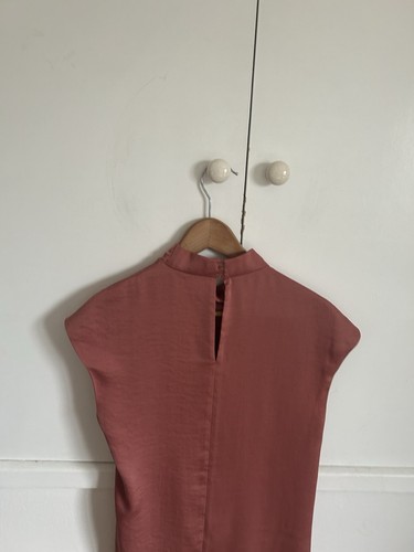 Designer REISS Stella cowl neck satin blouse Size UK 10 Terracotta cap sleeve - Picture 23 of 24