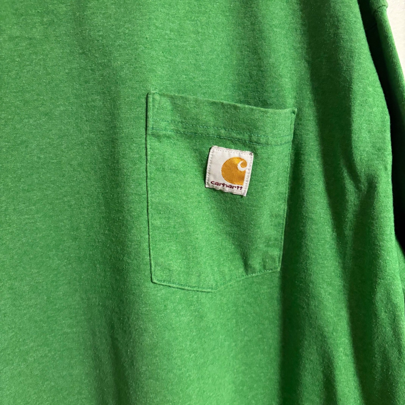 Carhartt Mens 2XL Loose Fit Heavyweight Long Sleeve Pocket T-Shirt Green thumbnail 3