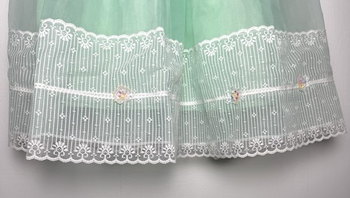 Vtg Mint Green Organza Girls Dress 6 NWOT Lace Tulle Puff Sleeve Wedding Party - Picture 6 of 14