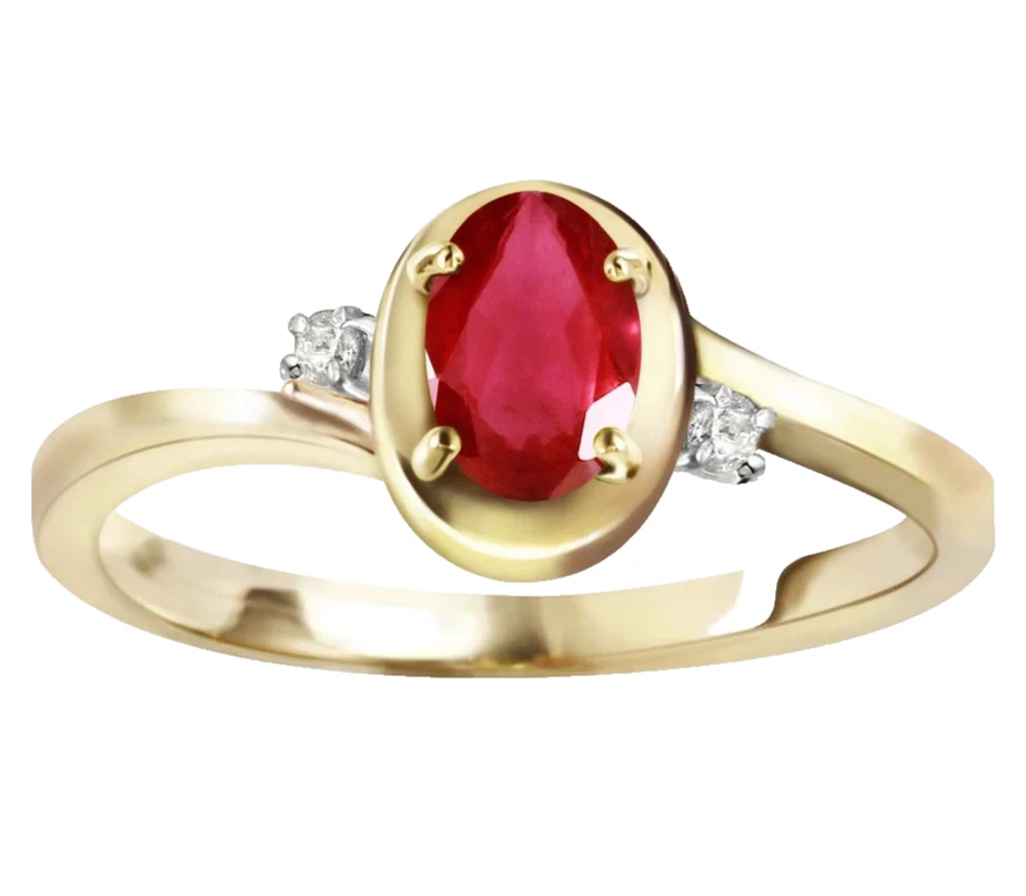 14k Solid Gold Natural Red Ruby and Lab Grown Diamonds Women Ring Christmas Gift - Image 3 of 4