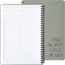 Beautiful Daily Planner And Notebook With Hourly Schedule - Aesthetic Spiral To