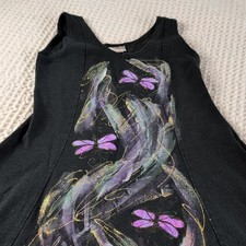 Vintage Black Midi Dress with Purple and Multicolor Design Glitter Butterflies