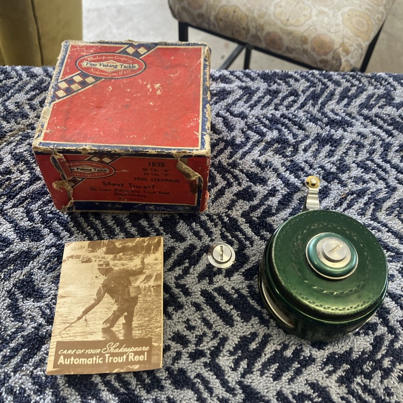 Vintage Shakespeare Automatic Fly Fishing Reel No 1835 Model GD Box/instructions
