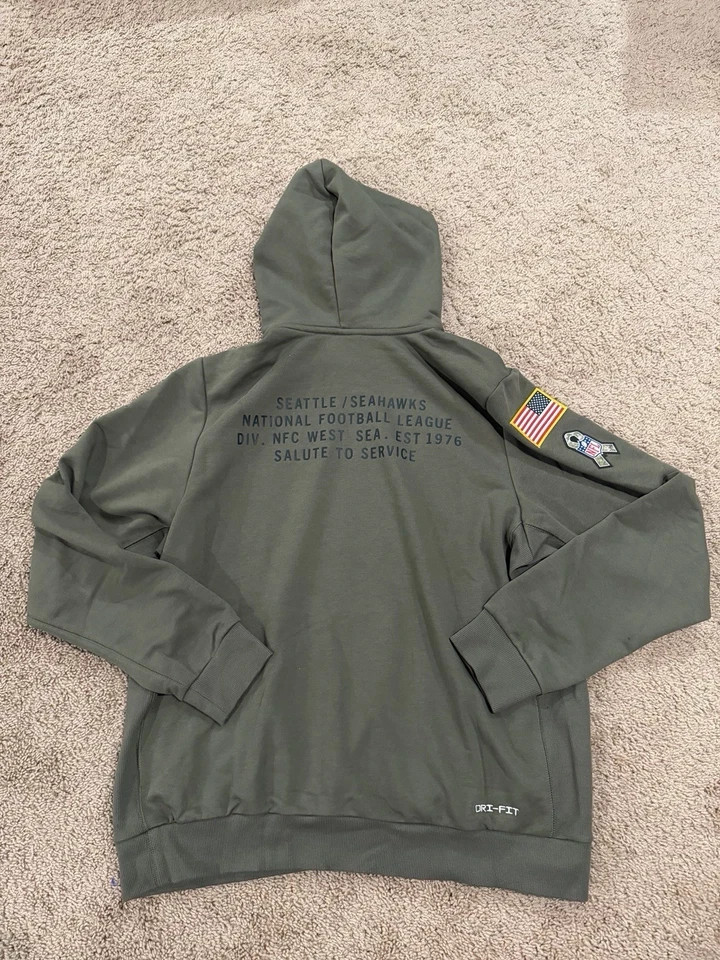 AUTHENTIC Nike Seattle Seahawks Salute to Service Hoodie NFL Standard Issue sz L thumbnail 4