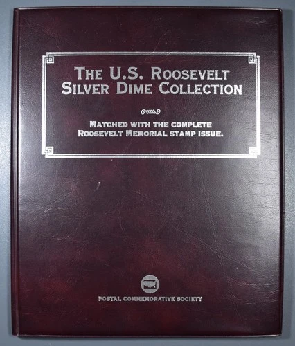 1946-1964 10C ROOSEVELT SILVER DIMES 4 Stamps 19 Coins POSTAL COMM SOCIETY A6921