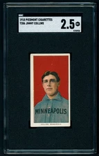 ⚾️ 1909-11 T206 Piedmont Portrait - Jimmy Collins (HOF) SGC 2.5 - Looks Better