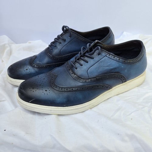 La Milano Marco Shoes Mens Size 12 Navy Blue Leather Wingtip Oxford Dress Casual - Picture 2 of 8