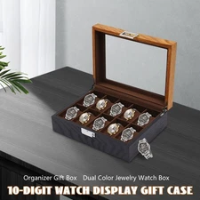 10 Slots Wooden Watch Display Case Collection Storage Holder Organizer Boxes