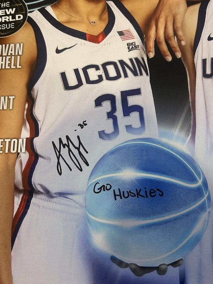 Paige Bueckers + Azzi Fudd Dual Signed 16x20 Canvas SLAM UConn JSA COA AUTO - Image 2 of 4