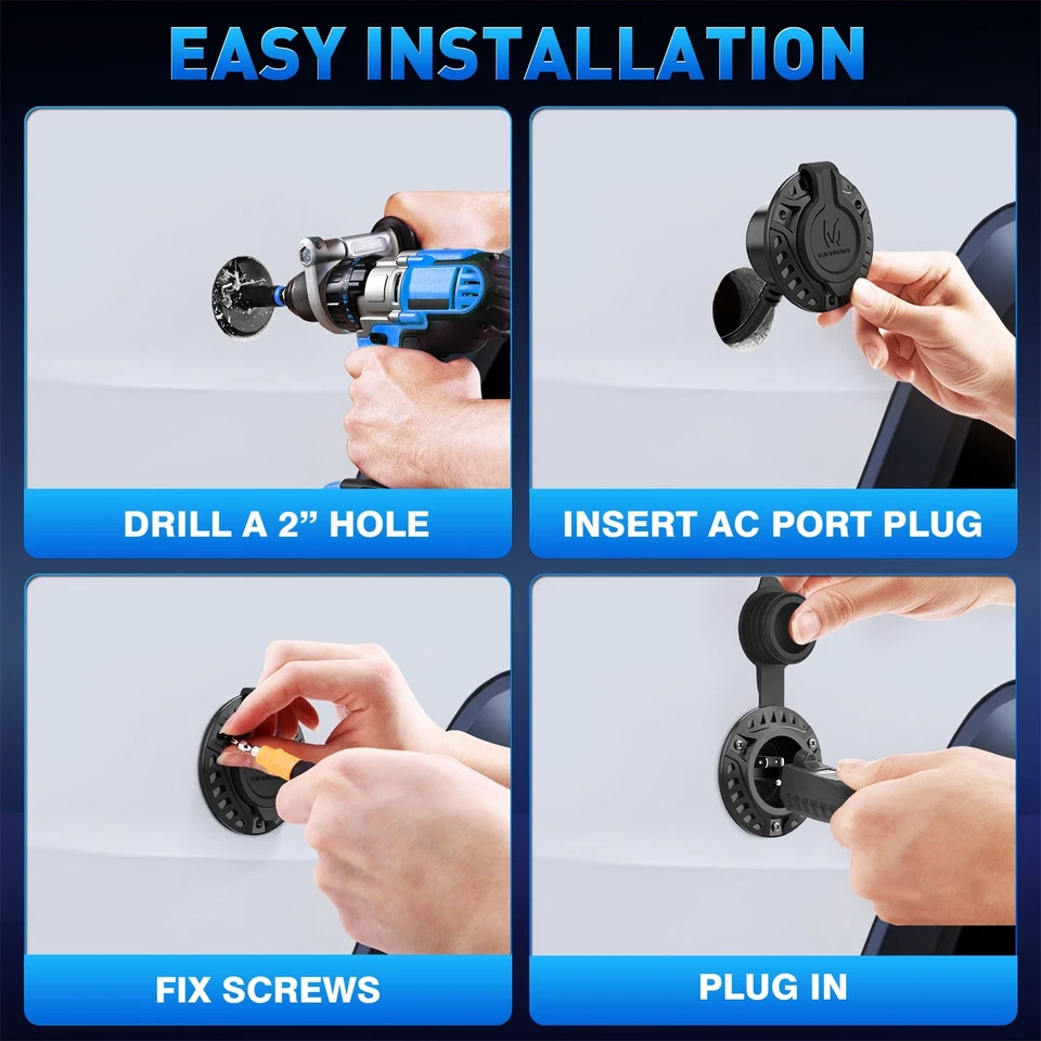 20A 125V AC Port Plug 5-in-1 T-Blade Adapter, w/Integrated Dual 20'' Extension - Image 4 of 4