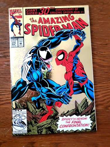 💎 Amazing Spiderman #375 (Marvel 1993) Venom Foil Cover - COMBINE SHIPPING 💎