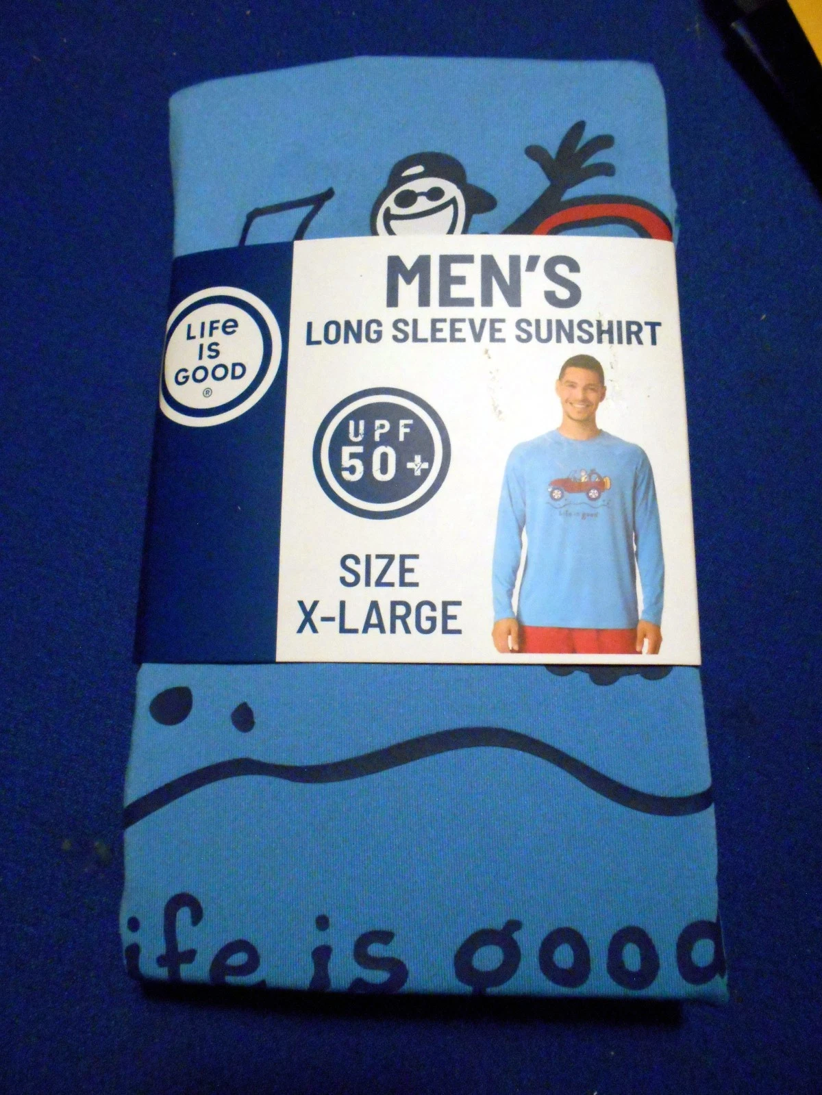 Life Is Good Long Sleeve Sun Shirt Mens Size XL Extra Large Fun Car Theme