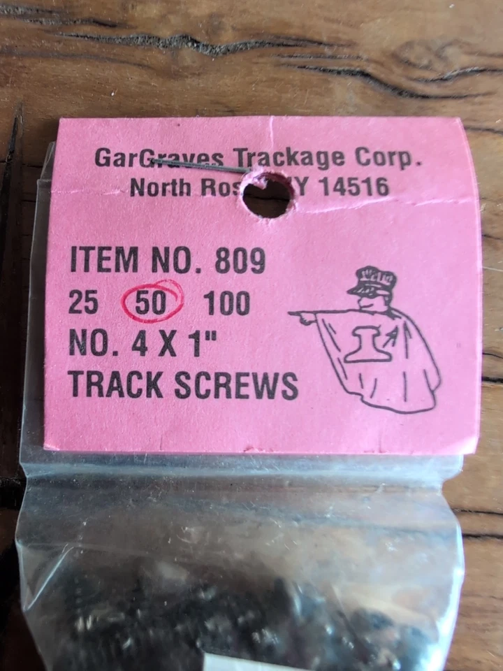 Gargraves Trackage Co. #809 Qty 50 No 4x1" Track Screws - Image 2 of 3