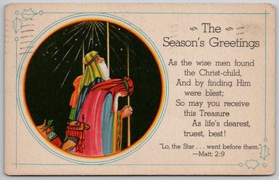 Vintage Christmas Postcard Wise Men Star of Bethlehem Anderson IN 1900s