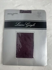 Vintage Laura Gayle Long Opaque Control Top Aubergine Pantyhose 