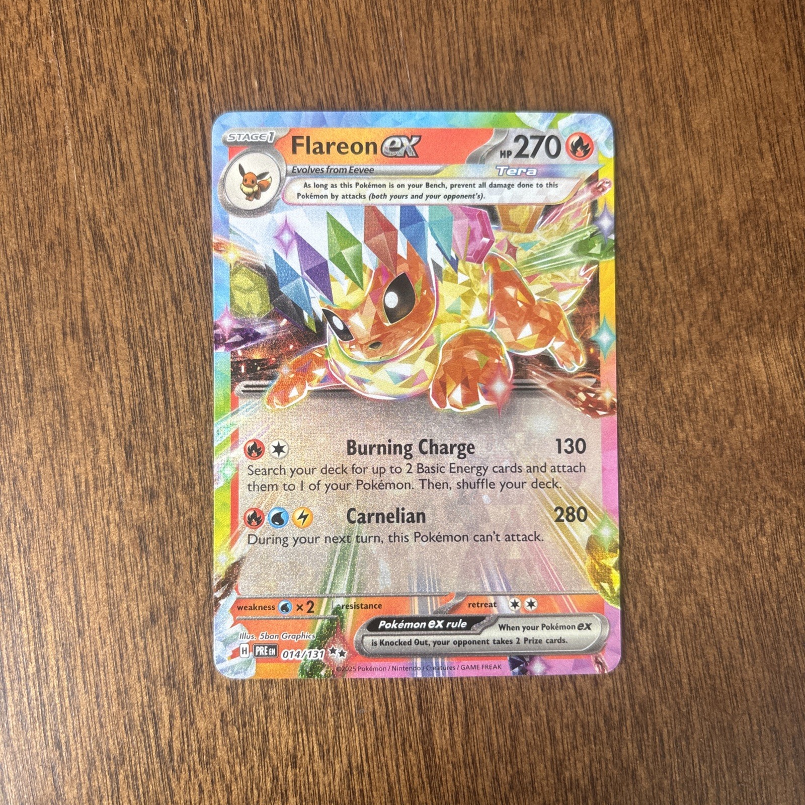 Pokemon Card Flareon ex 014/131 Double Rare Prismatic Evolutions LP