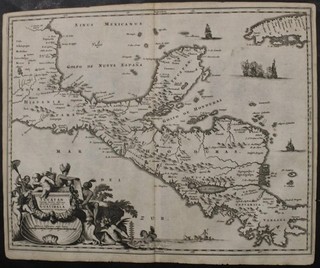 YUCATAN MEXICO & GUATEMALA CENTRAL AMERICA 1671 MONTANUS UNUSUAL ANTIQUE MAP
