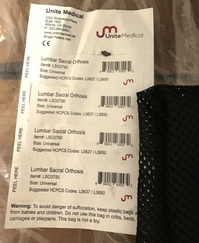 Ortesis sacra lumbar Unite Medical LSO3750 - Talla SM-2XL Totalmente nueva - Imagen 4 de 4