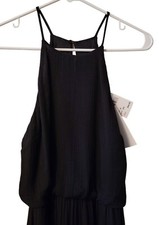 NWT Lush Black Maxi Halter Boho Ruffled Hem Sleeveless Summer Dress Size Medium