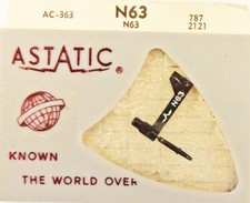 Phonograph NEEDLE Genuine ASTATIC N63 FOR N50 N51 N60 N62 N68 N70 33 45 rpm