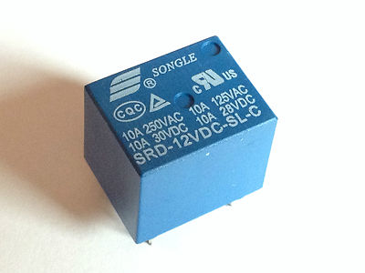 5x 12V Relais SRD-12VDC-SL-C | 250VAC 10A; 30VDC 10A | Leistungsrelais | 5 Stück