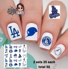 LA dodgers Waterslide Nail Decals Set Of 50 Instructions & Bonus