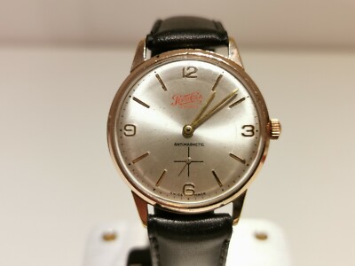 VINTAGE RARE COLLECTIBLE ADVERTISING GOLD PLATED SWISS MEN'S WATCH