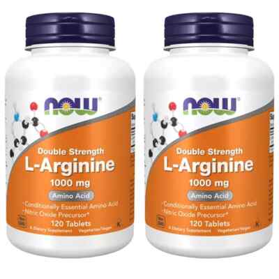 Now Foods, doppelt starkes L-Arginin, 1.000 mg 120 Tabletten - 2 PACKUNGEN POSTEN
