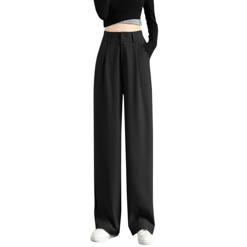 Damen Hose mit weitem Bein hoher Bund im Rücken Business Gummizug Arbeitshose - Bild 2 von 22