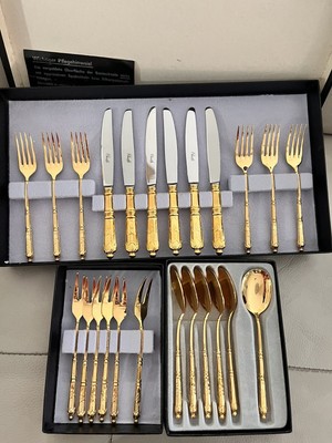 25 pcs Silverware Orfevrerie de Chambly 24k Gold Plated France | eBay