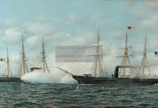 USS KEARSAGE VS CSS ALABAMA CIVIL WAR MOHICAN CLASS SLOOP-OF-WAR 13X19 POSTER